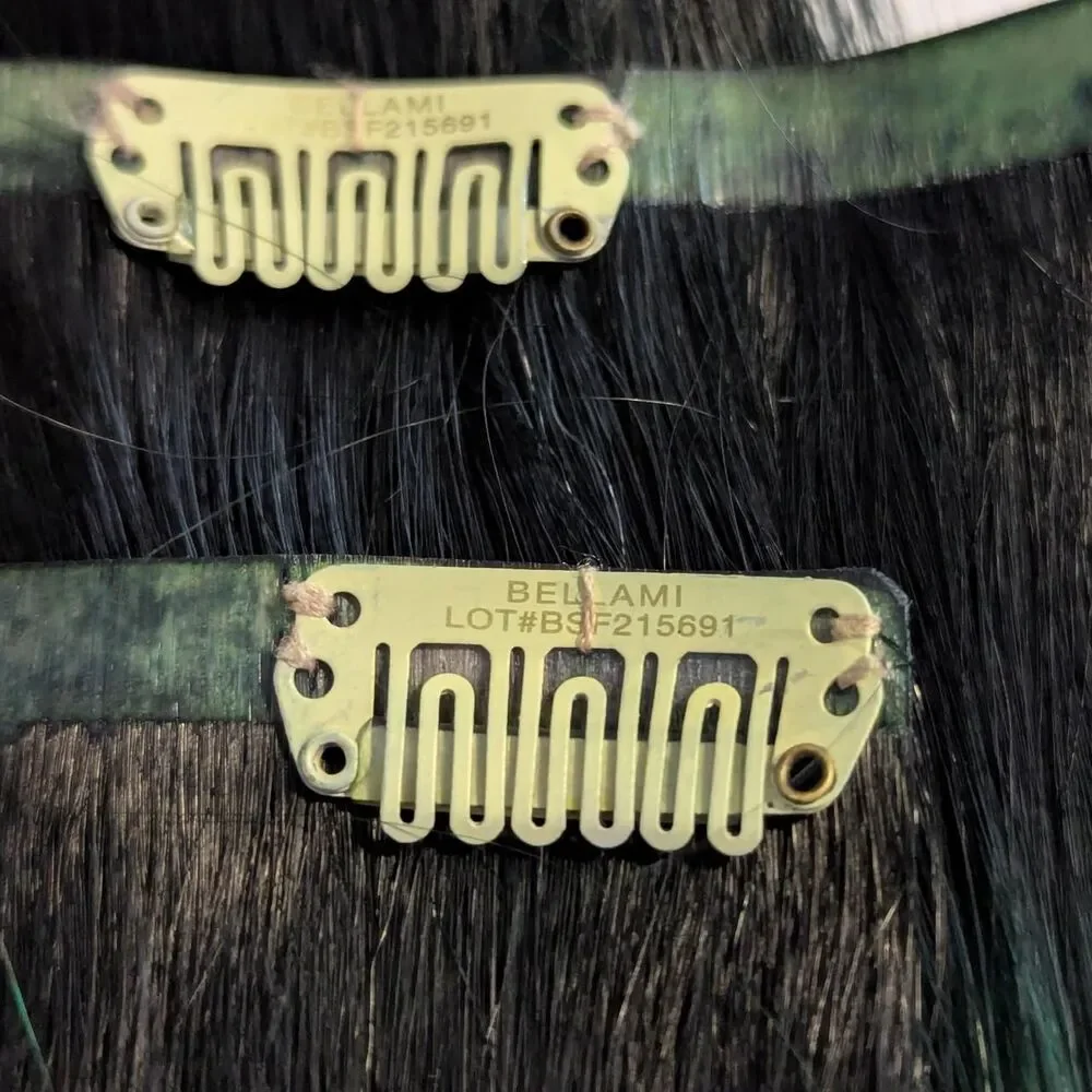 Bellami Silk Seam 18inch Human Hair Extension Black and Green Ombre